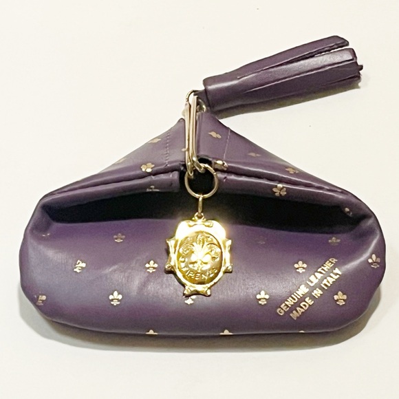 Florentine (Firenze) Genuine Leather Dark purple Coin Purse | Made in Italy - Picture 2 of 9